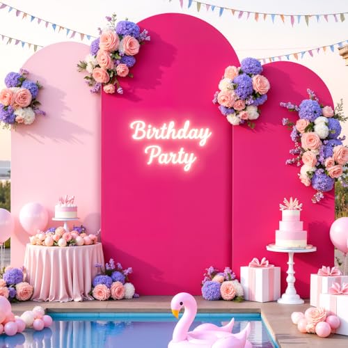 Wedding Arch Cover Stretchy Backdrop Set of 3, Hot Pink and Light Pink Double Color Arch Stand Covers, 6FT, 5FT, 4FT Spandex Fitted Arch Covers for Wedding Baby Shower Party Decoration - color: Pink+Hot Pink, size: 6FT,5FT,4FT