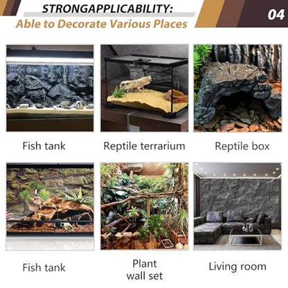 17.7x11.8in Rock Terrarium Background,3D Reptile Tank Background Board,Amphibian Stereo Backdrop Wall,Lizard Snake Gecko Spider Turtle Fish pet silo Background Decorative Panel(Yellow) - color: Yellow 1P