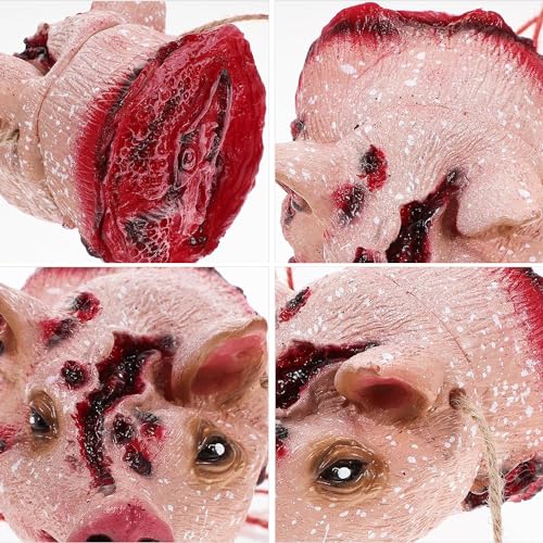 Hosfairy Halloween Pig Head Pendant - Hanging Decoration for Outdoor Indoor Haunted House Party Props