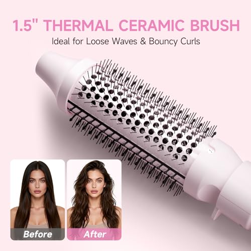 TSUYAGLA 5 in 1 Curling Iron Set with Airflow Cooling for Long-Lasting Curls, Ionic Ceramic Hair Curler with 3/8", 1", 1.5" Barrels, Crimper & Thermal Brush, Dual Voltage, 250–410℉