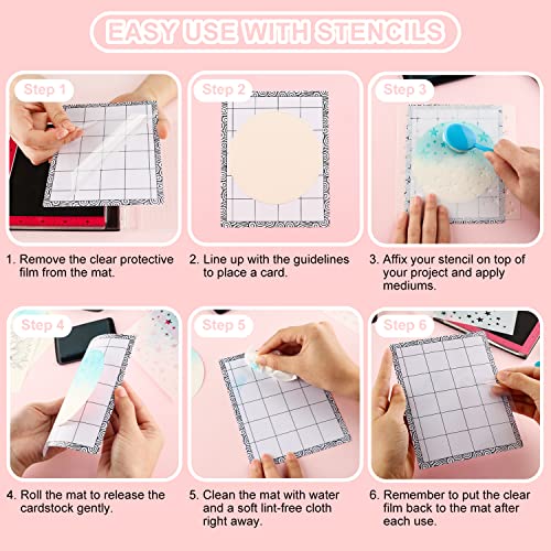 3PCS 4.75x6inch Mini Stick and Stamp Mat, Low Stcik Mat Multi-Use Low Tack Mat；for DIY Projects Paper Card Scrapbooking To Hold Project In Placeholding your stencil in place while ink blending.