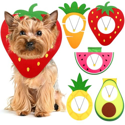 Huhumy 5 Pcs Felt Pet Costume Headband Adjustable Pet Fruit Shaped Hat Headgear Costume Decoration Headgear Dog Photo Booth Props with Elastic Cord for Dog Cat Puppy Theme Party Holiday Decor(Small)