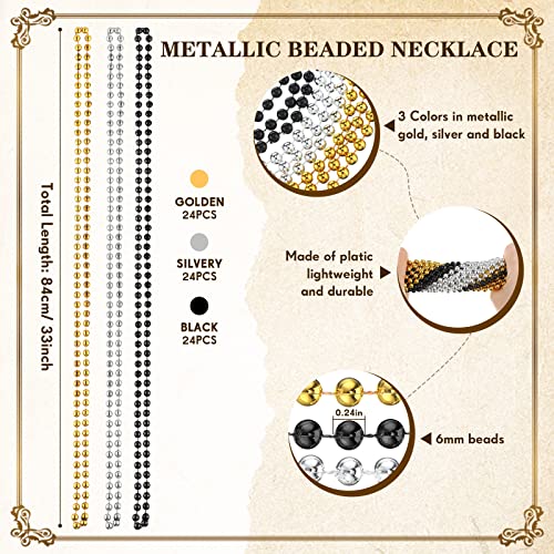 Bucherry 88 Pcs Masquerade Masks Beads Necklace Set Vintage Venetian Mask Metallic Beaded Necklace for Carnival Cosplay Prop - style: Classic Style