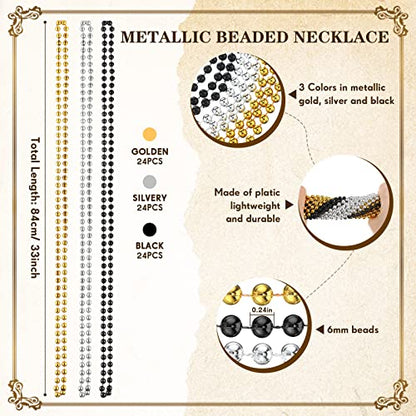 Bucherry 88 Pcs Masquerade Masks Beads Necklace Set Vintage Venetian Mask Metallic Beaded Necklace for Carnival Cosplay Prop - style: Classic Style