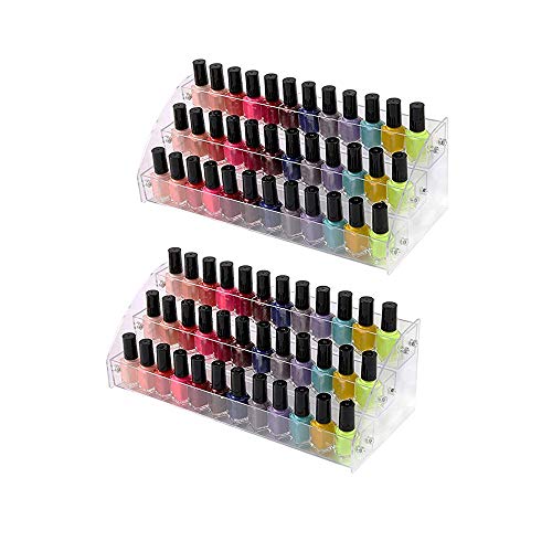 3 Tiers 2PCS Clear Acrylic Nail Polish Holder Essential Oils Stand Lipstick Makeup Desktop Organizer Candy Storage Retail Store Display Brochure Space Saver Agentia Container Exhibition Sample Show - size: 3 Floors 2 Sets