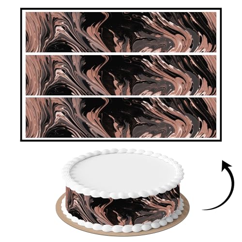 3 pcs Dark Marble Texture Cake Strips Edible birthday cake strips, cake side borders, Icing Sheets 2.7X11.8