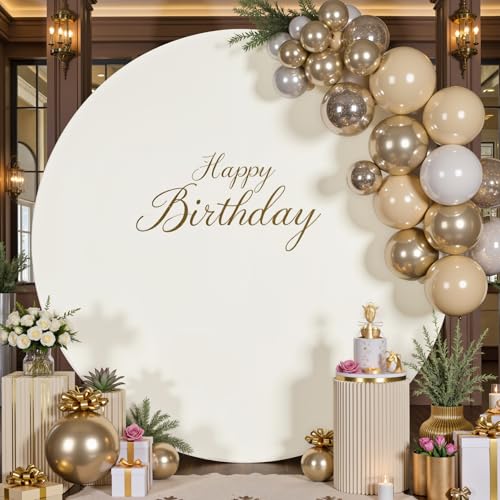 7.2ft Ivory Round Backdrop Cover for 7ft / 7.2ft Circle Stand, Wrinkle Free Stretchy Circle Arch Round Backdrop Cover for Party Wedding Birthday Baby Shower Photography - color: Ivory, size: 7.2 Ft