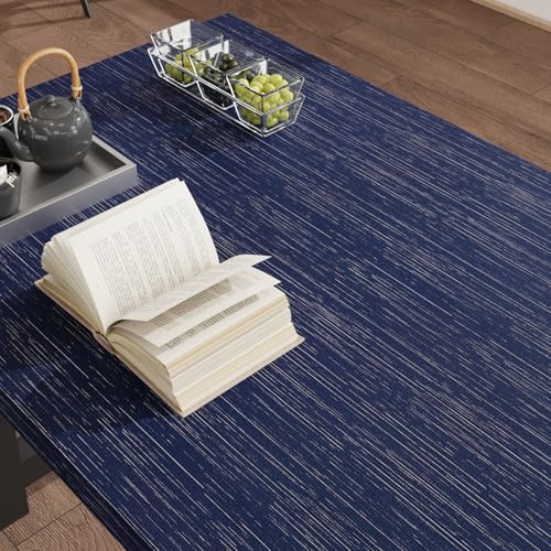 CRE8TIVE Dark Blue Grasscloth Peel and Stick Wallpaper Textured Blue Contact Paper for Cabinets and Drawers 12"x80" Self Adhesive Removable Linen Fabric Grass Cloth Wall Paper for Bedroom Bathroom - color: Dark Blue, size: 12" x 80"