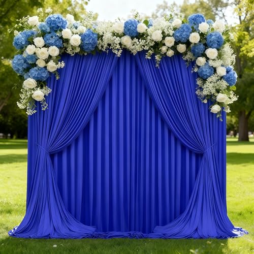 20x10ft Royal Blue Backdrop Curtain Panels for Parties - Wrinkle Free Polyester Photo Curtain Backdrop Wedding Back Drop Fabric Drapes for Party Decorations Background for Photography - color: Royal Blue, size: W5' x H10'(4 panels)