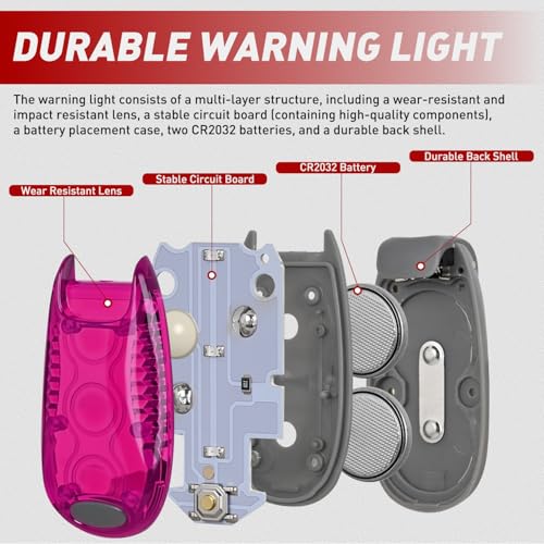 Nilight LED Safety Light 4PCS Pink Marine Navigation Bike Tail Lights Three Modes Waterproof Reflective Gear Clip On Flash Strobe Indicator Lamp for Night Boating Fishing Cycling Jogging - color: 3LED Safety Light-Pink