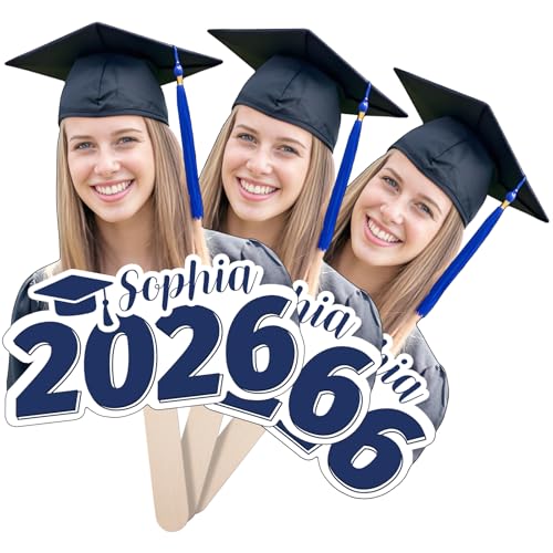 Graduation Custom Cutout Big Head on a Stick for 2026, 6 to 24", Fun Face Cardboard Cutouts, Personalized Fat Heads, Senior Night Photo Prop, Birthday, Party Décor, 1 PC, Blue - color: 2026 Blue