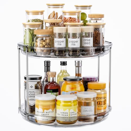LAMU 2 Tier Lazy Susan Turntable Organizer 10.6'' Rotating Spice Rack Organization for Cabinet, Kitchen, Pantry, Countertop, Bathroom, Vanity, Medicine Cabinet Organizer, Grey - color: Gray, size: 10.6in 1 Pack
