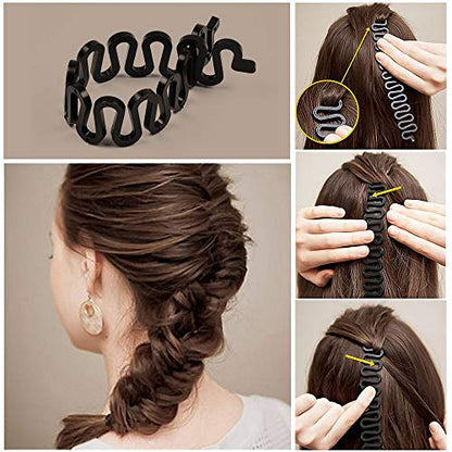 TsMADDTs Hair Braiding Tools, Hair Styling Kit with Topsy Tail Tools and French Braiders for Ponytail