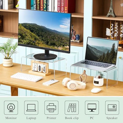 RattanView 2 Pcs 16 Inch Large Acrylic Risers Display Stands 8 mm Thick Acrylic Shelf Riser Showcase for Collectibles Jewelry Cupcakes Food Figures Perfume Cabinet (Clear) - color: Clear, size: 16 Inch, 8 Mm