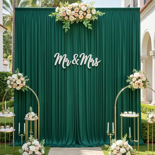 gogoparti 10x12ft Hunter Green Backdrop Curtain for Wedding Parties, 2 Panels (5x12 ft Each) Wrinkle-Free Dackdrop Curtains, Silky Draping Fabric for Birthday Party, Baby Shower, Photo Background - color: Hunter Green, size: 5ft(W)x12ft(H)-2 Panels