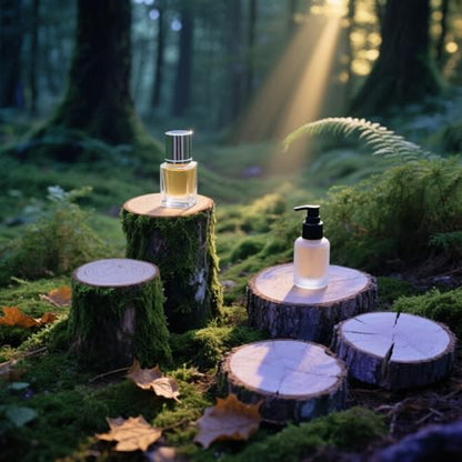 14PCS Product Photography Props：Natural Forest Wood Photography Props with Imitation Moss- Small Items Photo Props for Jewelry Cosmetics Perfume