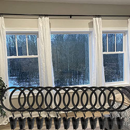 WeeksEight 100 Pack Black Curtain Rings with Clips, Curtain Hooks Hangers Clip Rings for Hanging Drapes Bows Hat, Drapery Rings 1.5 in I D, Fits up to 1.2 in Diameter Curtain Rod. - color: Black, size: 1.5" I D Set of 100