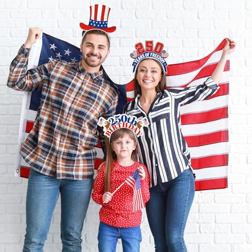 Blosssound 16 Pcs 250th Anniversary USA Headband 250th USA Patriotic Party Favor Gift Paper Head Bopper Independence Day Headwear Dress up 4th of July Party Costume Accessories Photo Prop Decor Supply - style: 4th of July
