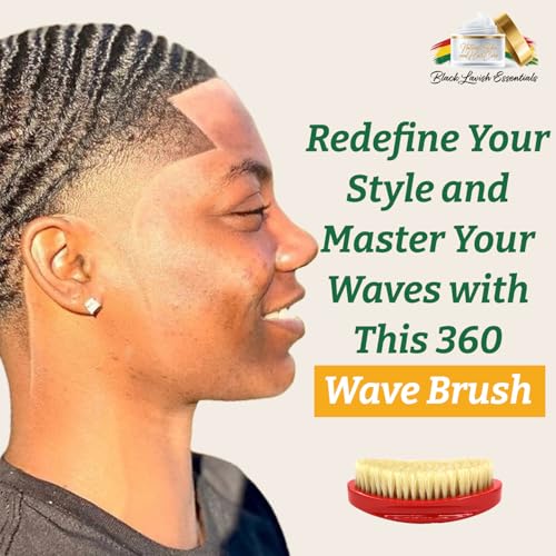 Men’s Hair Brush, Build Deeper Waves, Soft and Hard Boar Bristle Curved Wave Brush, Perfect for Styling Hair (Soft Brush, Red) - color: Red, size: Soft Brush