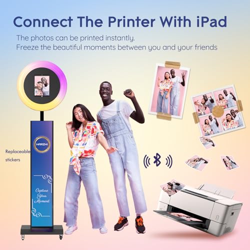 HARZHI Portable Photo Booth Compatible with iPad, Photo Booth Stand Shell, Perfect for Weddings and Parties, Free ChackTok Membership, Free Custom Logo, with Flight Case (Black, Photobooth-Pro) - color: Black