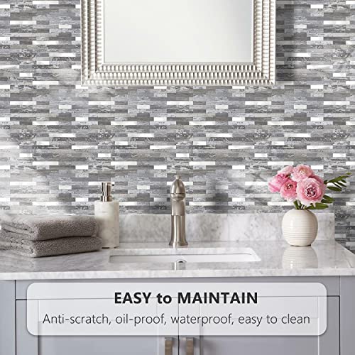 STICKGOO Peel and Stick Backsplash, PVC Wall Tiles Stick on Backsplash for Kitchen(1 Sheet, Distressed Wood with Metal Silver) - color: Distressed Wood with Metal Silver