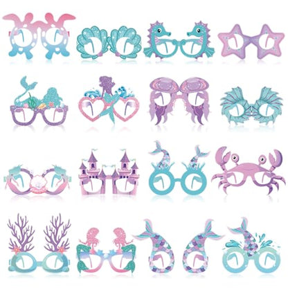 Mermaid Party Decoration Paper Glasses Under the Sea Photo Booth Props for Summer Birthday Shower Favors