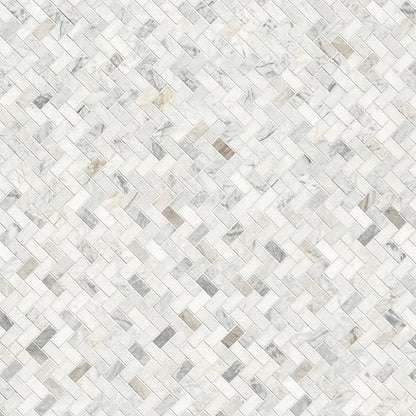MSI Arabescato Venato White 1 in. x 2 in. Herringbone Honed Marble Mesh Mounted Mosaic Tile for Bathroom, Kitchen Backsplash, Accent Wall Tile, and Shower Wall Tile - color: Arabescato White, size: CASE