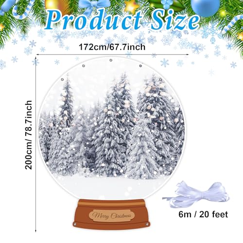 7x6ft Snow Globe Backdrop Winter Snowy Scene Backdrop Glitter Winter Forest Photography Background Large Fabric Snow Globe Banner Christmas Party Decorations for Xmas Holiday Party Decor Photo Props
