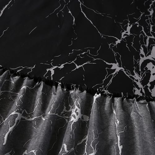 MAG 3pcs Black Marble Full Bed Sheet, Super Soft Microfiber, Marble Bedding Included 1 Fitted Sheet with 2 Pillowcases, 14 Inches Deep (Full, Black) - color: Black-marble, size: Full