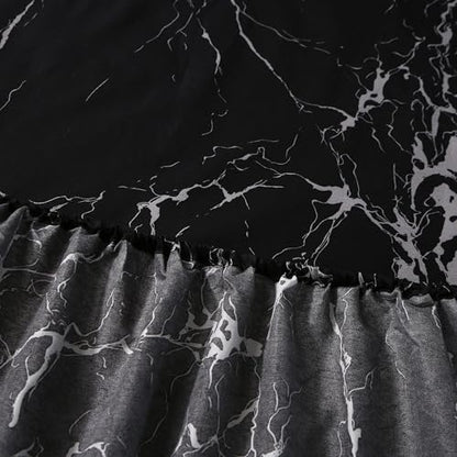 MAG 3pcs Black Marble Full Bed Sheet, Super Soft Microfiber, Marble Bedding Included 1 Fitted Sheet with 2 Pillowcases, 14 Inches Deep (Full, Black) - color: Black-marble, size: Full