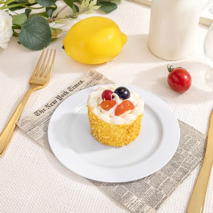 bUCLA 200PCS White Plastic Plates - 6.25inch Disposable Salad/Dessert/Appetizer/Small Cake Plates for Wedding & Party - color: 6.25Inch-200pcs-White