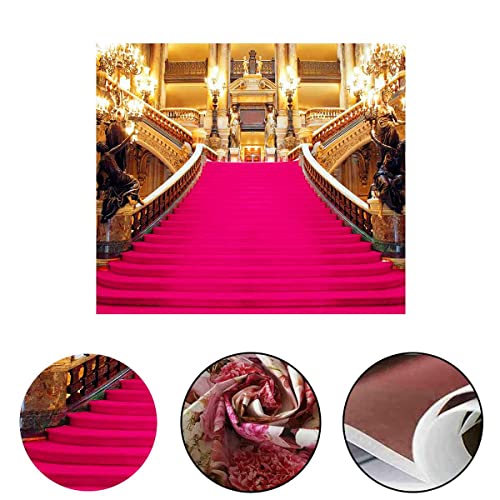Pink Carpet Backdrop, Golden Palace Gorgeous European Hall Birthday Bash Photo Backdrop, Vinyl 5x5ft Prom Picture Photo Studio Props BJXTGU82 - color: Pink, size: 5x5ft
