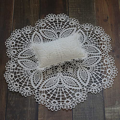 Coberllus Newborn Photography Props Posing Pillow & Hollow Out Lace Round Rug Backdrop Blanket Baby Photo Prop Photo Shoot