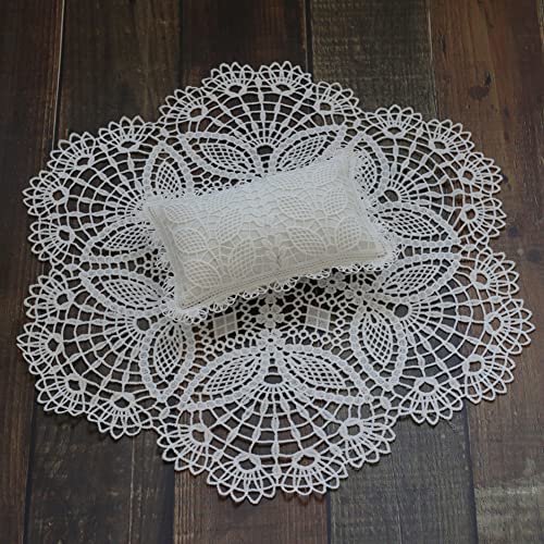 Coberllus Newborn Photography Props Posing Pillow & Hollow Out Lace Round Rug Backdrop Blanket Baby Photo Prop Photo Shoot
