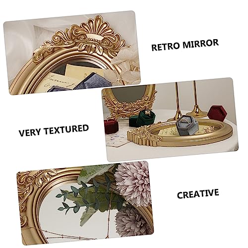 1pc Retro Decorative Mirror Tray Elegant Storage Makeup Home Photo Prop Accent for