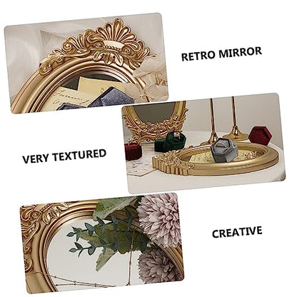 1pc Retro Decorative Mirror Tray Elegant Storage Makeup Home Photo Prop Accent for