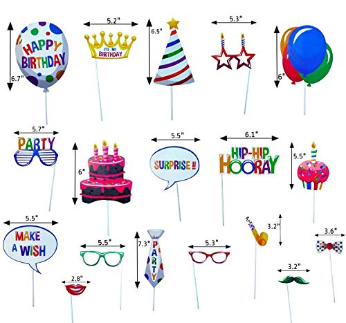 22 Pcs Happy Birthday Photo Booth Props - Funny DIY Creative Decor for Celebrating