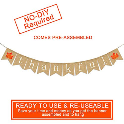 Thankful Burlap Banner | Thankful Burlap Wall Banner| Thanksgiving Banner | Rustic Thanksgiving Decoration | Fall Banner| Thanksgiving Decor