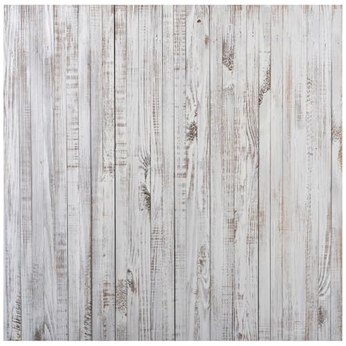8x8FT Vintage Wood Backdrop Retro Rustic White Gray Wooden Floor Backdrops for Photography Kids Adult Photo Booth Video Shoot Vinyl Studio Prop 11890 - size: 8x8FT