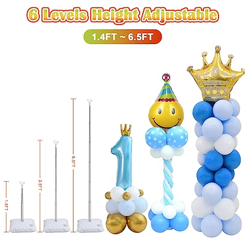 Chamvis 2 Set Balloon Column Kit - 6.56 feet Balloon Column Stand with Base for Baby Shower, Birthday Party, Graduation, Wedding Kids Party Centerpieces Decorations - style: Column