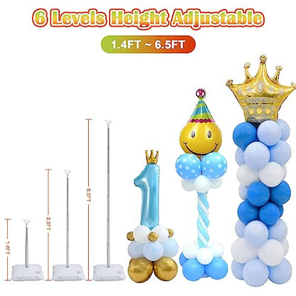 Chamvis 2 Set Balloon Column Kit - 6.56 feet Balloon Column Stand with Base for Baby Shower, Birthday Party, Graduation, Wedding Kids Party Centerpieces Decorations - style: Column