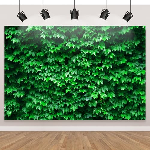 7x5 Ft Green Leaves Photography Backdrops Large Polyester Fabric Green Grass Vertical Texture Backdrop for Thanksgiving Halloween Birthday Party Christmas Decoration Photo Booth Prop Banner