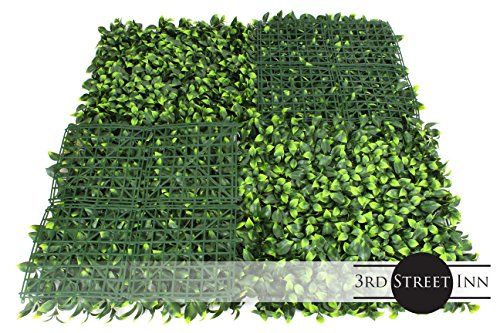 3rd Street Inn Artificial Hedge - Outdoor Artificial Plant - Great Boxwood and Ivy Substitute - Sound Diffuser Privacy Fence Hedge - Topiary Gardenia Greenery Panels (12, Gardenia) - color: Gardenia