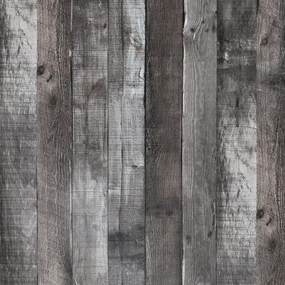 Peel and Stick Wood Wallpaper Grey/Black Vinyl 17.3"×472" Contact Paper Self Adhesive Thick Waterproof Self Adhesive for Cabinets liveroom - color: Grey/Black, size: 17.3" x 472"