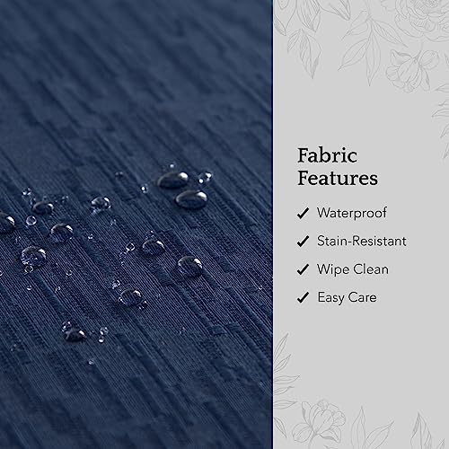 Elrene Home Fashions Continental Solid Texture Water, Stain & Wrinkle Resistant Tablecloth, 70" Round, Navy - color: Navy, size: 70" (Round)
