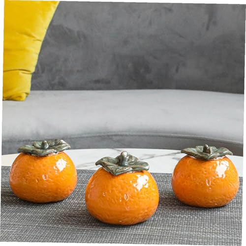NUOBESTY Ceramic Tea Jar Orange Shape Small Food Sealing Canister Portable Decorative Fruit Storage Container for Kitchen Club Housewarming Photography Prop