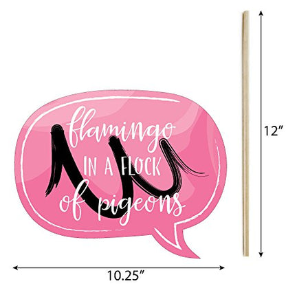 Big Dot of Happiness Funny Pink Flamingo - Party Like a Pineapple - Tropical Summer Photo Booth Props Kit - 10 Piece