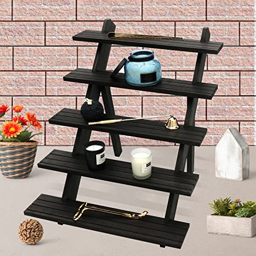 101pcs 5-Tier Wood Earring Display Stand, Retail Display Riser Earring, Ring Holder Stand, Removable Countertop Small Merchandise Display Stand with 100 Pcs Earring Card (Brown color) - color: Brown