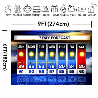 Weather Forecast Backdrop 9x6ft Seven-Day Broadcast Sunny Day Photo Background Business Study Portrait Studio Prop Wallpaper BJZSLU168 - size: vinyl-9x6ft