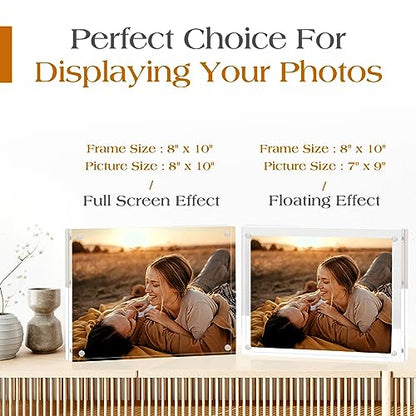 TWING 6 Pack 8 x 10 Acrylic Picture Frames, Magnetic Lucite Clear Picture Frame, 8 by 10 Magnetic Photo Frame Self Standing Double Sided, Gift - size: 8x10" 6pack